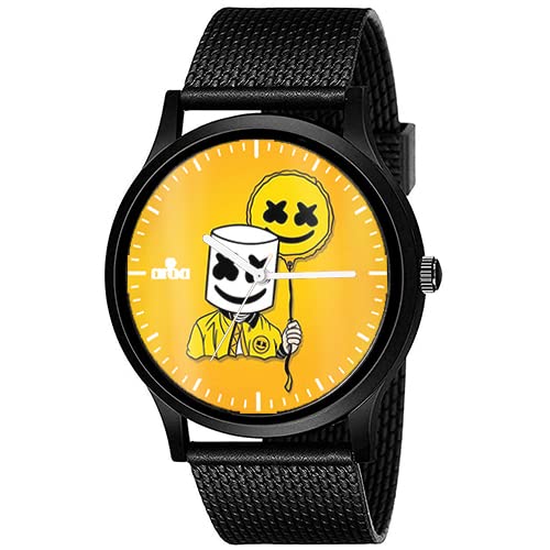 AROA Watch New Watch for Marshmallow Photo - Yellow Background 330 Men Black Metal Type Rubber Analog Watch Yellow Dial for Men Stylish Watch for Boys (B0C2QM63D7) Amazon Price History, Amazon Price Tracker