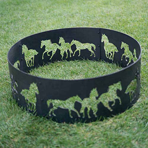 Blue Sky Outdoor Living Fr36Hrs01 36" Round Fire Ring Horse Design Bonfire Liner, Black #TOP4
