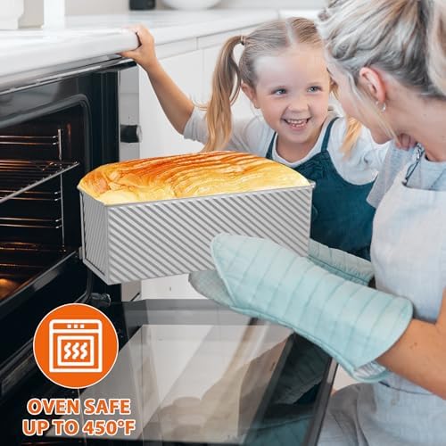 Non-Stick Pullman Loaf Pan with Lid 13x4 Inch - 2.2lb Carbon Steel Bread Baking Pan with 4 Vent Holes, Heavy Duty Sourdough Loaf Pan with Cover for Homemade Sandwich Bread (Silver) - Thumbnail 3