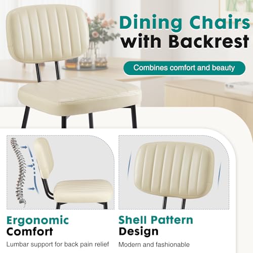 OLIXIS Dining Chairs Set of 2, Upholstered Kitchen Chairs, Beige White by OLIXIS - Used condition - Image 3