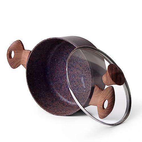 Fissman Magic Brown - Pentola in alluminio con coperchio in vetro e fondo a induzione, 20 x 9,8 cm, 2,7 l, con rivestimento antiaderente