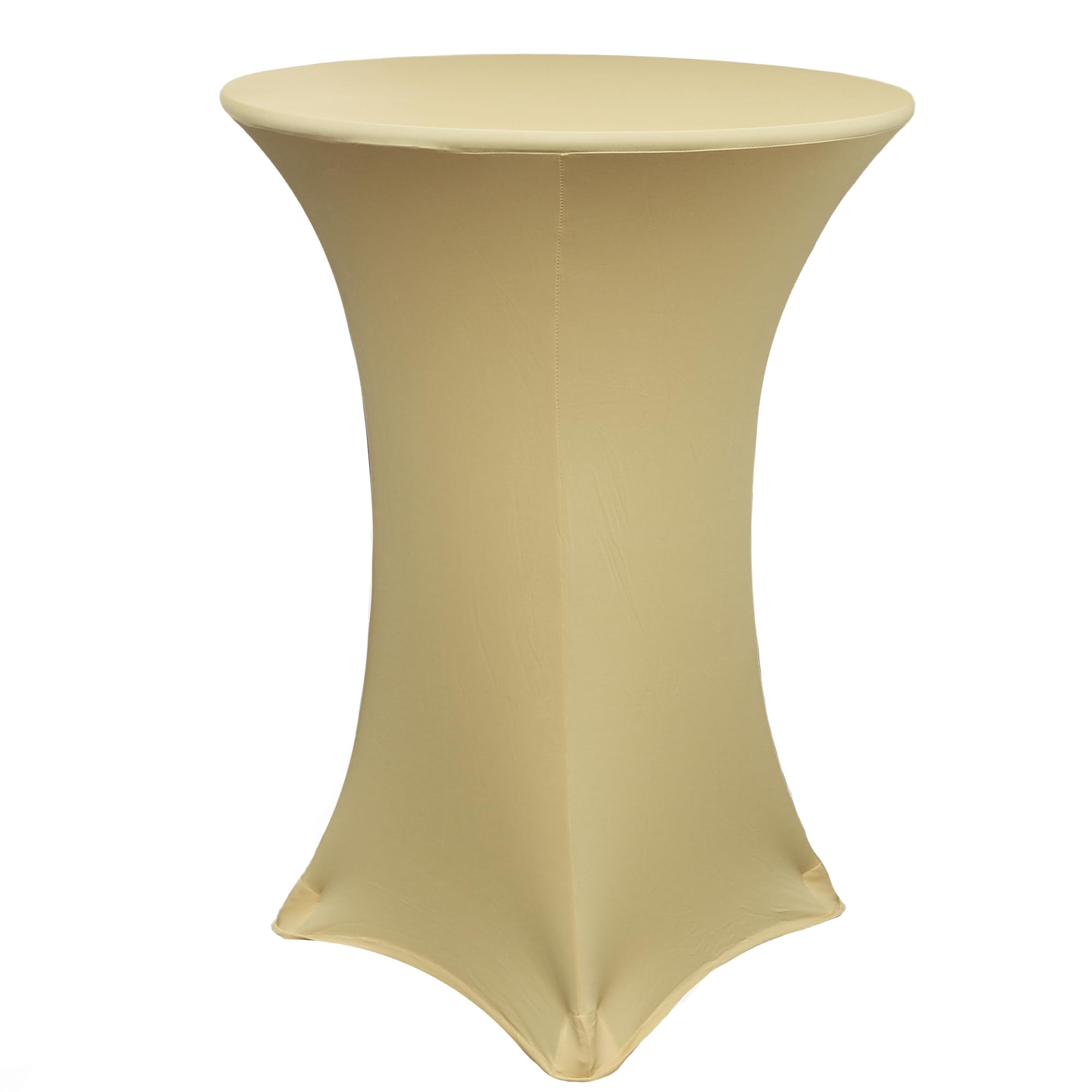 YOUR CHAIR COVERS - 30" D x 42" H Highboy Cocktail Round Stretch Spandex Table Cover - Champagne, Fitted Elastic Tablecloth for Round Tables, Outdoor