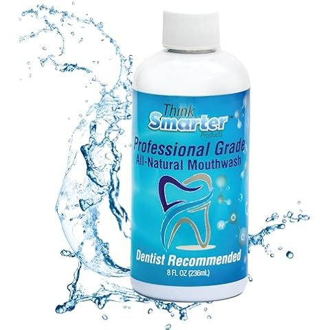 Think Smarter Products Professional Grade Mouthwash Alcohol Free, Oral Care Bad Breath Treatment, Hypochlorous Acid (HOCL) 80 ppm - Dentist Recommended for Plaque Removal & Gingivitis Prevention, 8 Oz Cover