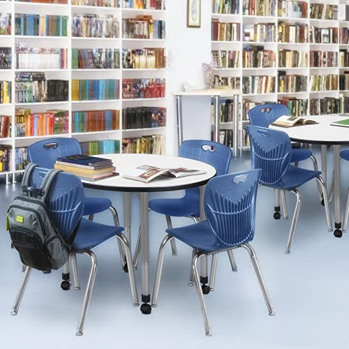 Regency Kee 36 In. Round Height Adjustable Mobile Classroom Activity Table- White & Grey Base #TOP1