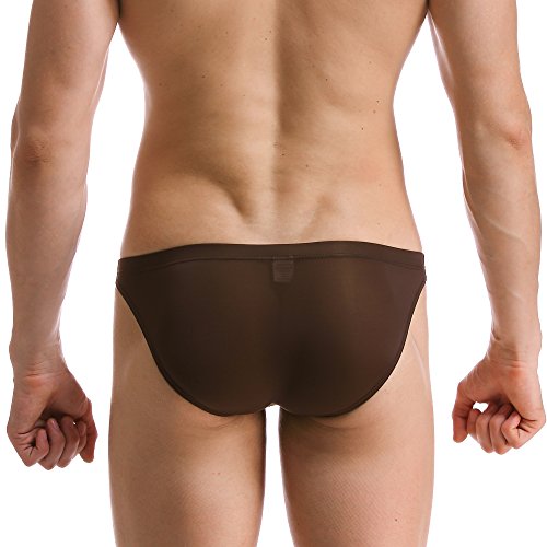 Onefit Men's Briefs Sexy Thong Ice Silk Bikini Underwear Seamless Pants M Brown #TOP1
