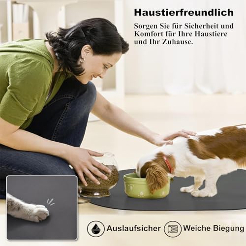 Napfunterlage Hunde und Katze, Futterunterlage Katzen rutschfest Unterlage Katzennapf, Super Saugfähige Schnelltrocknend Hundenapf Unterlage Futtermatten für Haustier (Braun, 30 x 50 cm)