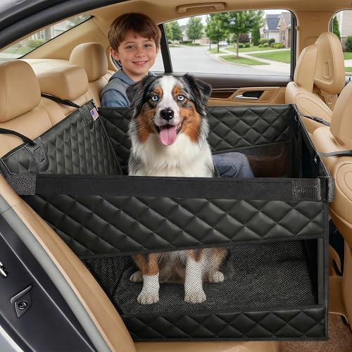 YoGi Prime Half Hammock Dog Seat Cover for Back Seat - Waterproof Half Backseat Dog Cover, Space Saving Split Seat Design, Universal Fit & Heavy Duty Pet Restraint