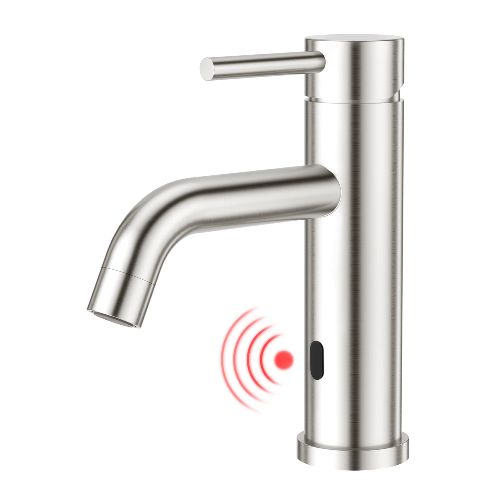 CREA Infrarot Sensor Waschtischarmatur für Badezimmer, Einhebelmischer Armatur Wasserhahn für Waschbecken Bad, Gebürstet