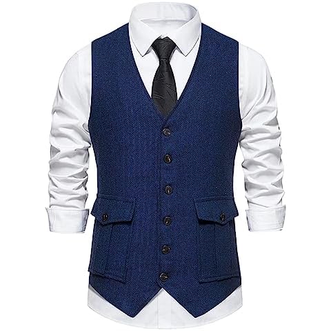 MakingDa Men's V Neck Sleeveless Waistcoat Cover
