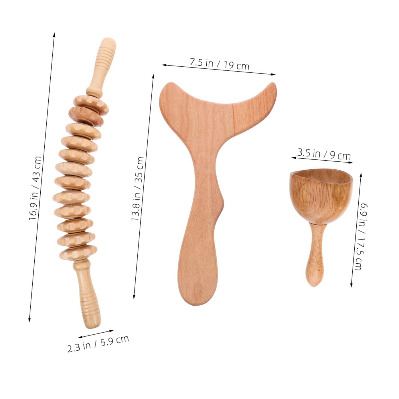 Ipetboom Kit Completo Maderoterapia Corporal Herramienta de Masaje de Madera Práctica y Ligera, Masajeador Portátil Adecuado para Esculpir y Uso Cuerpo