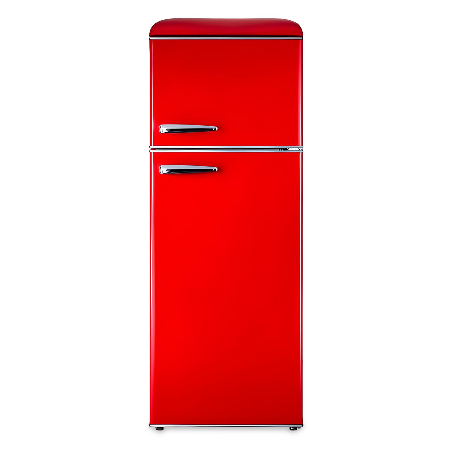 Avilia - Frigorifero Doppia Porta da 220L con Freezer Integrato, Sistema Total Defrost e Ripiani in Vetro Temperato, Frigorifero Silenzioso per Ambienti Vintage e Moderni Rosso