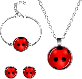 Cute red ladybug set,ladybug bracelet,ladybug earrings,ladybug necklace Ladybird Jewellery