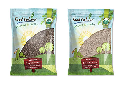 Organic Chia Seeds Bundle  Organic Black Chia Seeds, 5 Pounds and Organic White Chia Seeds, 5 Pounds- Non-GMO, Kosher, Raw, Vegan, Great for Cereals and Smoothies