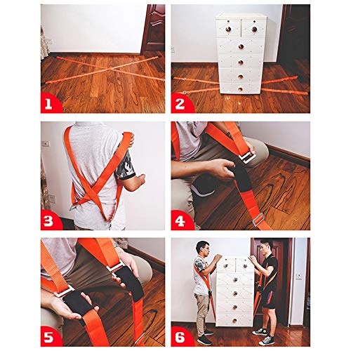 Image of Moving Straps, 2-Person Lifting and Moving System Shoulder Belt for Carry Heavy Furniture, Appliances, Mattresses, Easily Secure to Lift Heavy Objects up to 800 lbs(Orange)