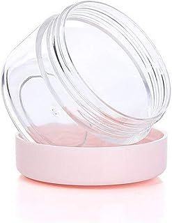 12PCS Clear Plastic Round Pot Pink Screw Cap Lid with Clear Base Empty Jars Travel Cosmetic Sample Containers for Make Up Face Cream Lotion Nail Powder Eye Shadow Lip Balm Container Lot (20ml)