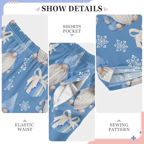 Boys' Pants Christmas Gnome Gifts Snow Blue Long Bottoms Jogger Pants Elastic Waist Trousers with Pockets S-XL4