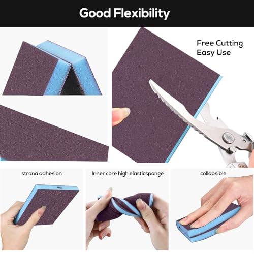 STEBRUAM 6 Stück Schleifschwamm, 120 Körnung Spezifikationen Schleifpads Sortiment für Holz Metall Wandschaum Trockenbau
