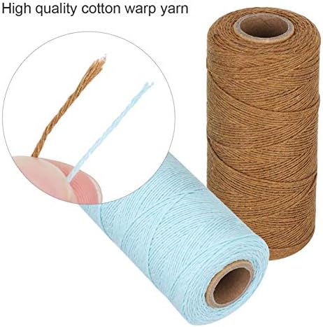 2 Rolls Loom Warp Thread Cotton Warp Yarn Perfect for Weaving Carpet, Blanket, Tapestry, Rug Loom Woven Material Brown and Light Blue