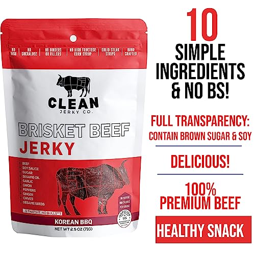 Clean Jerky Co. Beef Jerky | Korean BBQ – Flavorful Everyday Snack | Made with 100% Beef | No MSG Added, No High Fructose Corn Syrup, None of the bad stuff. Clean Jerky Co. Beef Jerky | Korean BBQ – Flavorful Everyday Snack | Made with 100% Beef | No MSG Added, No High Fructose Corn Syrup, None of the bad stuff.