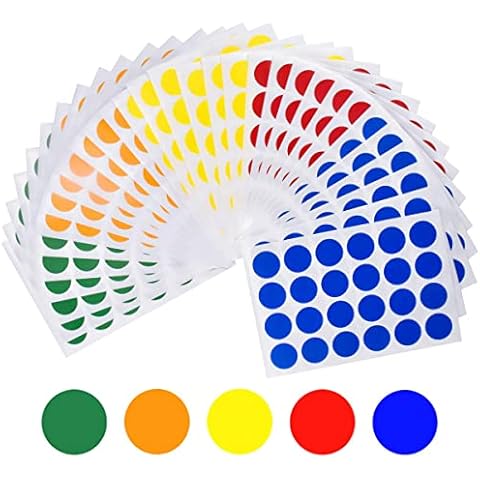 HQdeal 2 cm Coloured Dot Stickers, Self Adhesive Round Coding Stickers Labels, Circle Reward Craft Stickers for Paper Scrapbook, 6 Colours, Pack of 720 Cover