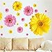 Nature Series 3D Yellow Daisies Beautiful Removable Vinyl Mural Wall Art DIY Decor Decal Sticker Decoration for Sitting Living Room Bedroom Hallway Playroom Kindergarten Kid Nursery 11 Daisies