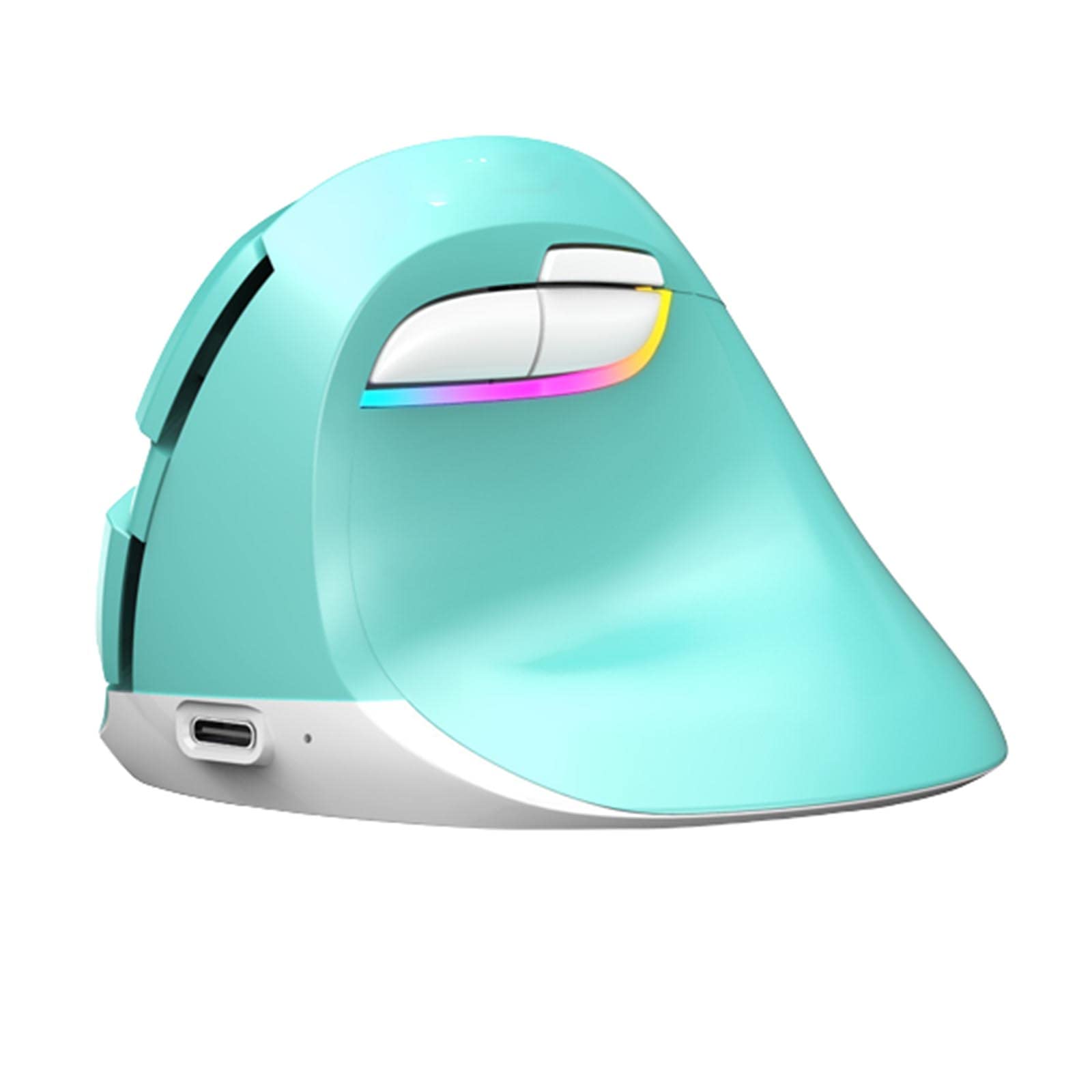 JUSHZ Bezprzewodowa mysz komputerowa do laptopa, gier, ergonomiczne urządzenie wskazujące myszy pionowe USB 4.0, Bluetooth, podwójny tryb, ładowalna, fotoelektryczna ergonomia 2,4 G (103 x 89 x 69 mm, zielona)
