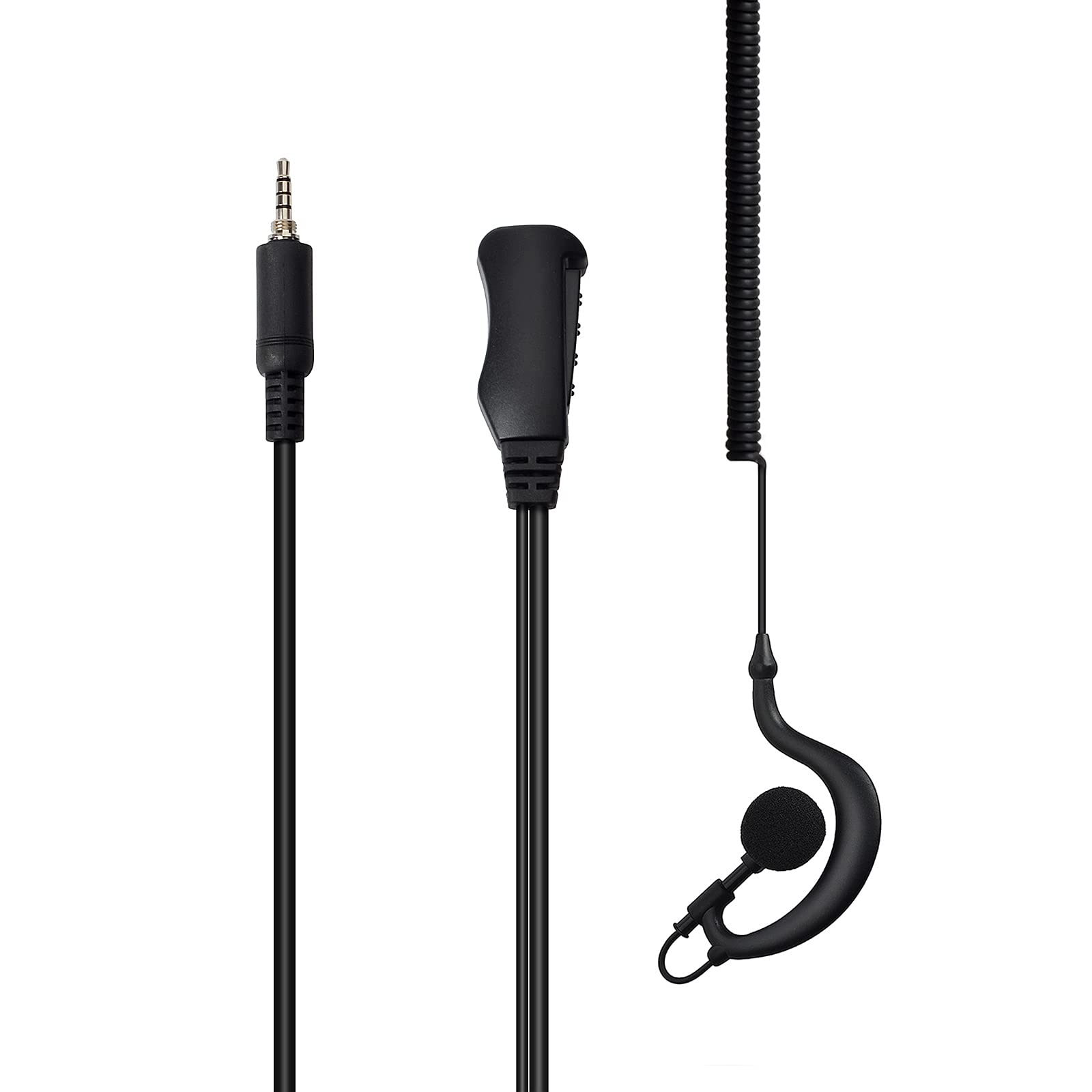 G Shape Earpiece, Coiled Cable Headset with Lapel PTT Mic for YAESU/Vertex VX-6 VX-6E VX-6R VX-7E VX-7R Icom IC-4300 IC-4300L Handheld Walkie-Talkie Transceiver