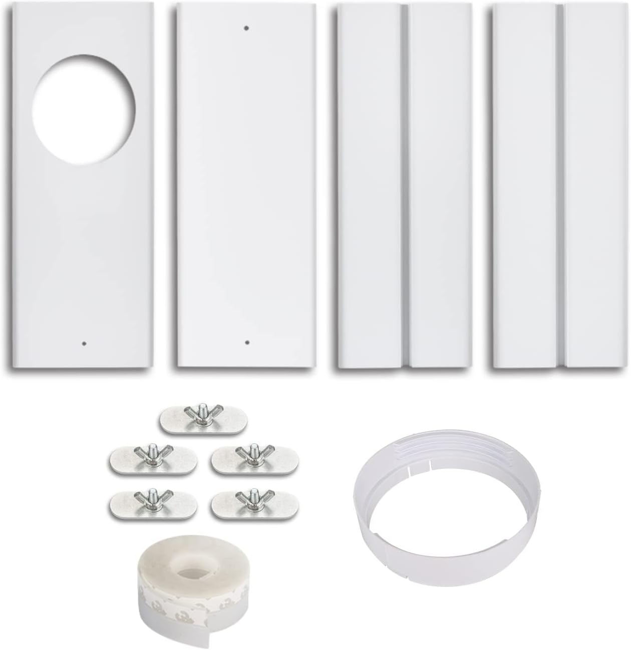 Hardware Portable Air Conditioner Window Kit with Coupler Adjustable Window Seal for AC Unit, Sliding AC Vent Kit for Exhaust Hose, Universal for Ducting with 5.9 Inches Diameter