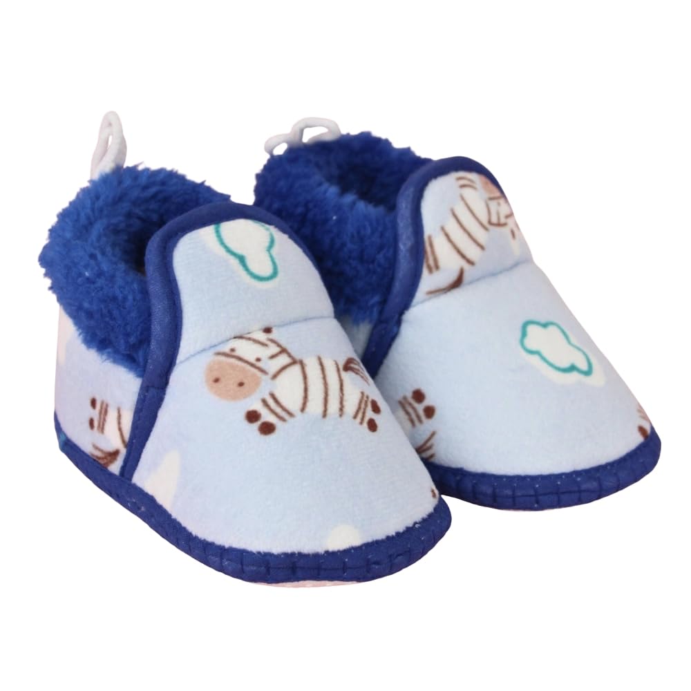 neska moda 6 To 12 Months Baby Unisex Blue Soft Cotton Zebra Printed Lace Booties-BT5256-picture-43