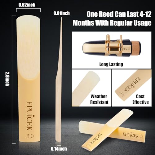 Image of Bb Clarinet Reeds, Strength 3.0 for Beginners, 10 Pack | B Flat Clarinet Reeds, Easy Respons