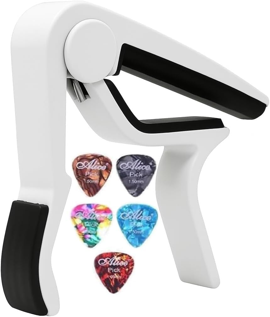 AKORD Quick Change Single-Handed Guitar Capo - White