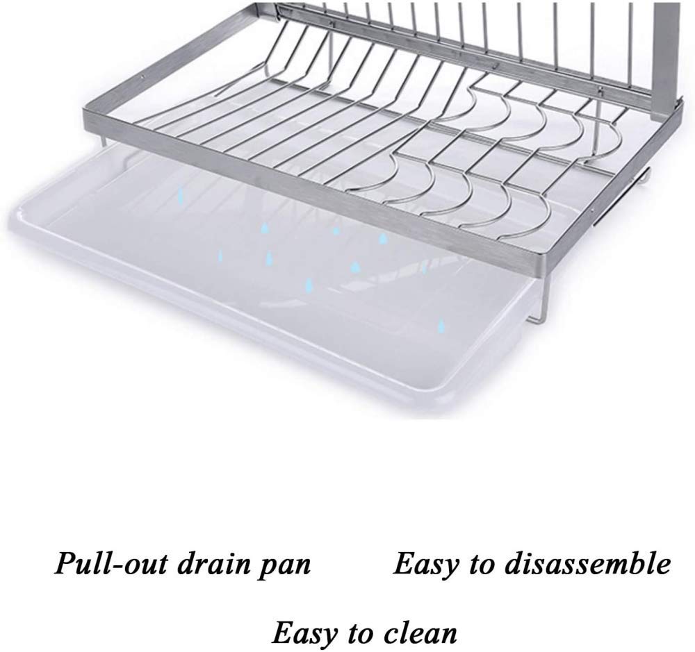 Escurreplatos de acero inoxidable, soportes para platos, ganchos colgantes en S, escurridor sobre fregadero, diseño moderno de lujo, secador de platos de cocina plateado