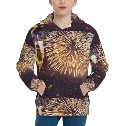 Happy New Year Kid Hoodies Boys Sweatshirts Girls Pullover with Pocket