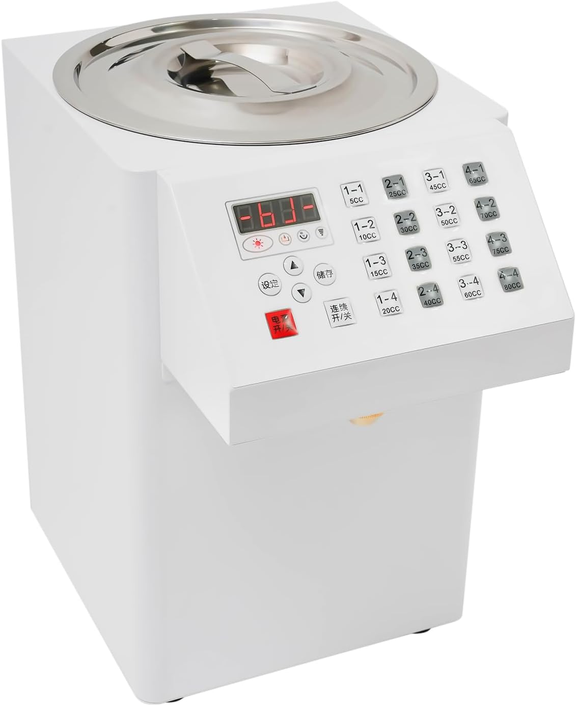 Automatic Fructose Dispenser, 8L/2.11 Gallon Quantitative Fructose Machine Commercial Electric Sugar Syrup Dispenser Coffee Bubble Tea Milk Tea Making Equipment, 110V 200W (White)