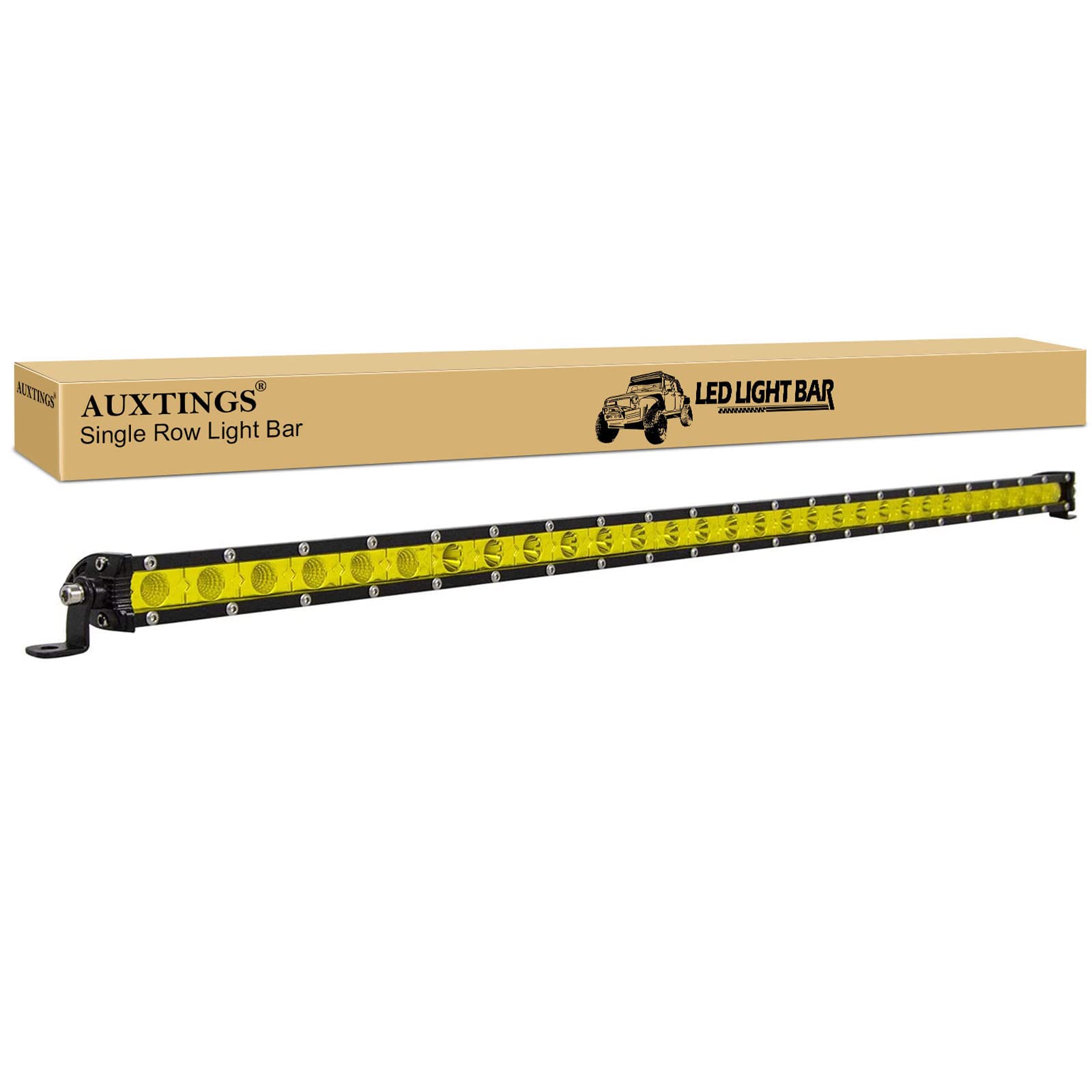 Photo 1 of AUXTINGS 30 inch 150W Amber Yellow Ultra Slim Single Row LED Light Bar Spot Flood Beam with Mounting Bracket for Ranger ATV UTV SUV