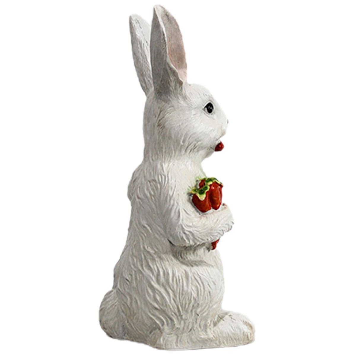 DOITOOL Figurine de Lapin en Résine Blanc pour Décoration de Table, Ornement Artisanal pour Chambre ou Jardin, Style Moderne et Campagne, pour Pâques