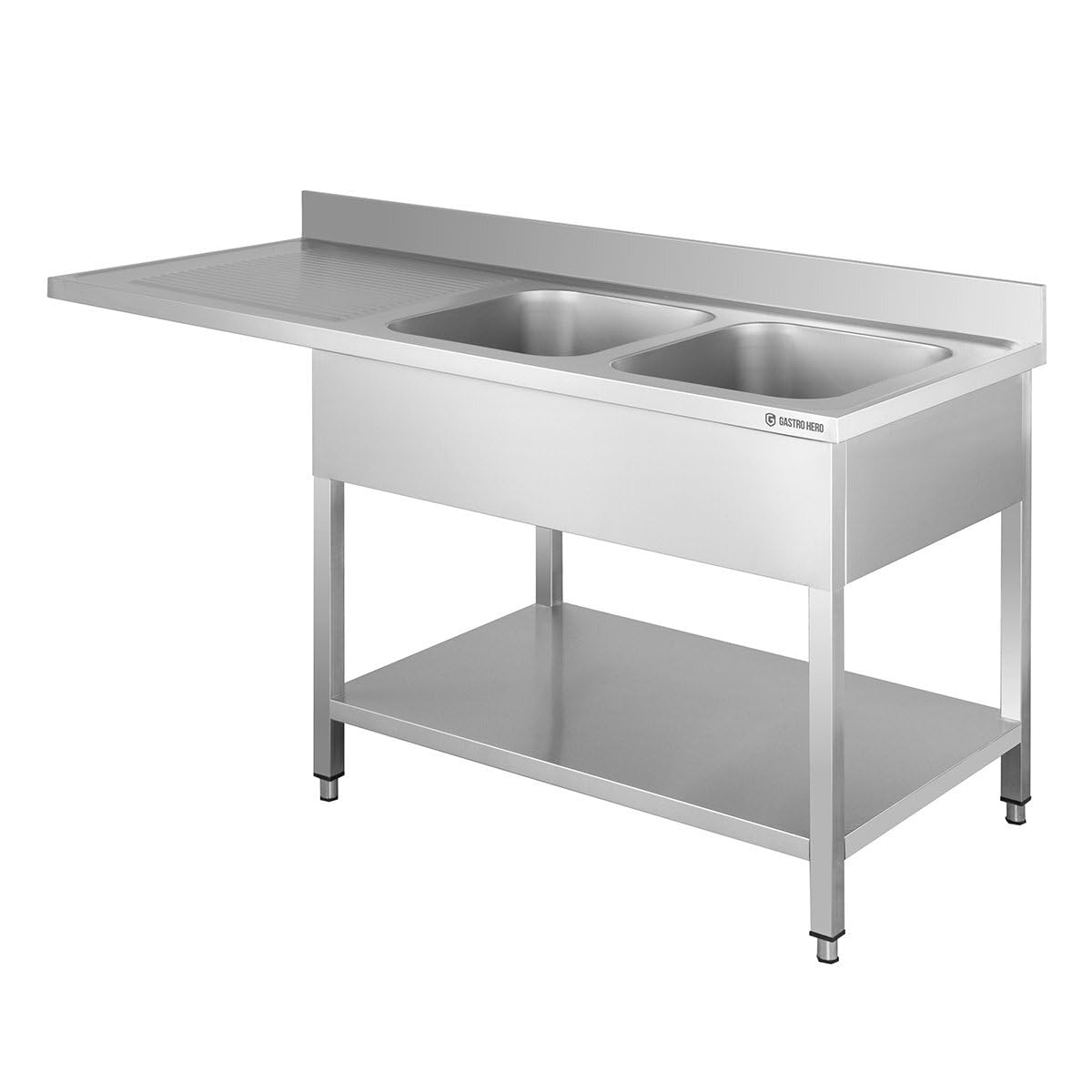 GastroHero Plonge passage lave-vaisselle Basic 16x6 avec 2 bacs à droite | CHR Fournitures de la restauration