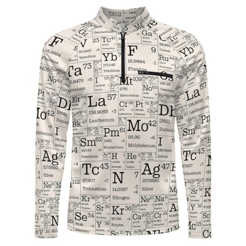 Table of Chemical Elements Men's Rash Guard Long Sleeves Quick Dry Fishing Workout Shirts with Zipper4