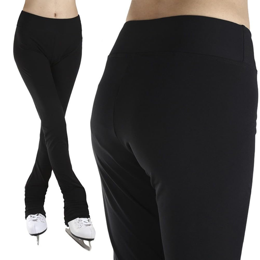 Pantaloni da pattinaggio artistico, foderati in pile, colore nero | Questi pantaloni foderati in pile mantengono i pattinatori caldi e comodi durante lunghi allenamenti sul ghiaccio.
