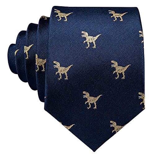 Image of Barry.Wang Fun Animal Ties for Men Designer Handkerchief Cufflink WOVEN Casual Necktie Set Festival