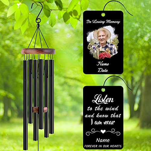 Image of Personalized Custom Wind Chimes Memorial Gift for Loss of Loved One Mother Dad Mom Dog Pets Customized Outdoor Sympathy Wind Chimes with Photo Text