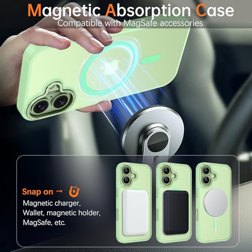 Image of YINLAI for iPhone 17 Case 6.3-inch,Magnetic Compatible with MagSafe, Slim Matte Anti-Fingerprint, Shockproof Full Body Military Grade Protection for iPhone 17 Cover, Light Green