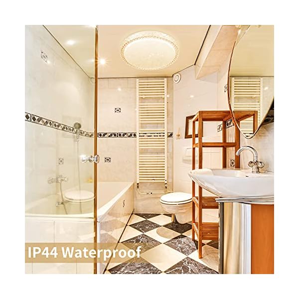 Firbon LED Deckenlampe Wohnzimmer, 24W 1800LM 3000K/4000K/6000K LED Deckenleuchte Dimmbar, IP44 Wasserfeste Lampe für… – Bild 4