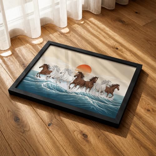 Image of Suneree 7 Horse Vastu Wall Painting (Landscape Collection) (Natural, Design 20, 33L x 25W cm)