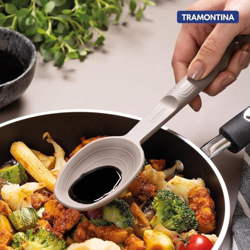 Image of Tramontina Softta Silicone Kitchen Tools Set of 4 (Grey) - Slotted Turner, Brush, Spatula & Spoon - Heat Resistant up to 210C - Safe for Nonstick & Ceramic Cookware
