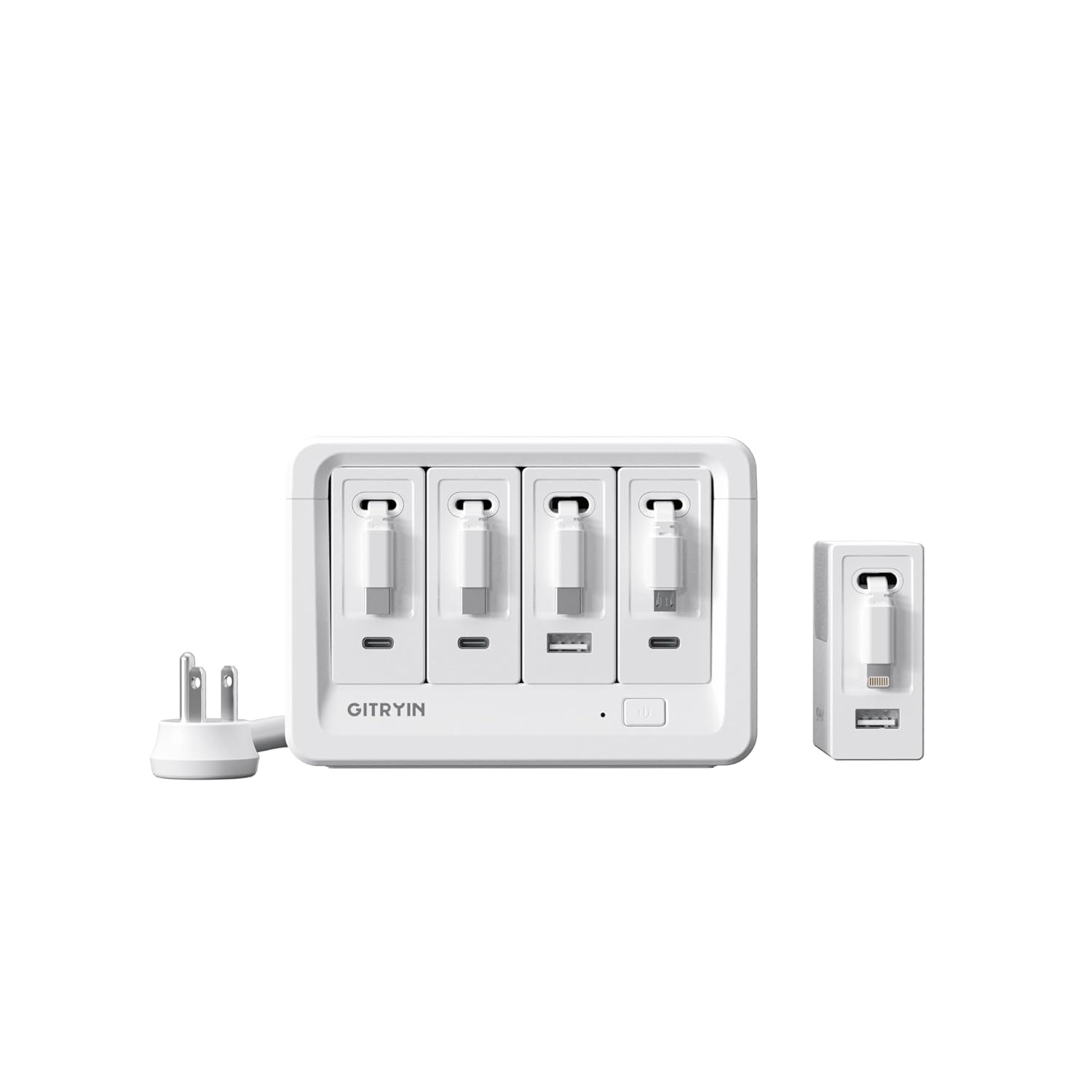Gitryin 1 Micro USB 1 Lightning 3 Type-C Retractable Wall Chargers with 2 USB A Ports and 8-in-1