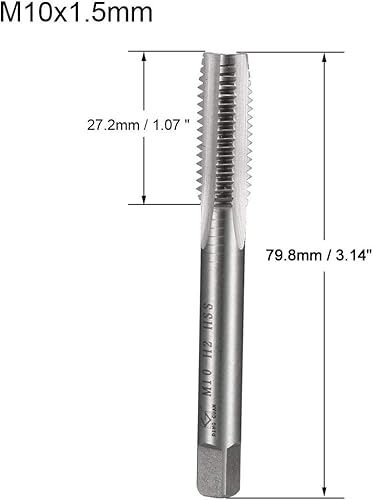 Miniatura 2 de uxcell Máquina métrica rosca rosca M10 x 1.5 H2 Flautas rectas de acero de alta velocidad roscado roscado roscado reparación de maquinista