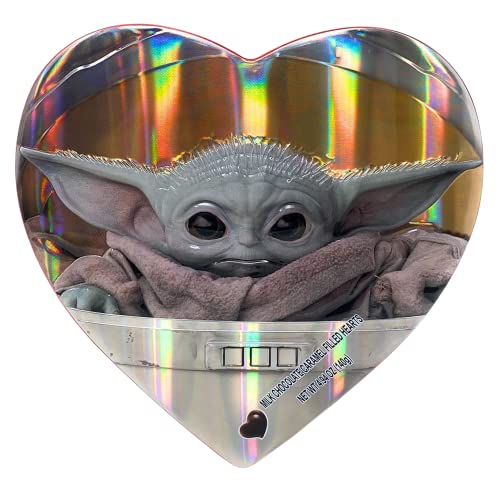Valentine’s Day Baby Yoda Mandalorian Heart Tin, Milk Chocolate Candies With Caramel Filling, Vday Candy For Gift Baskets Or Party Favors, 4.94 Ounces #TOP9