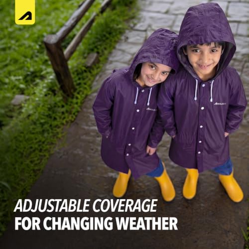 Image of Boldfit Unisex Kids Long Raincoat with Bag Slot for Boys & Girls Polyester Waterproof Jacket