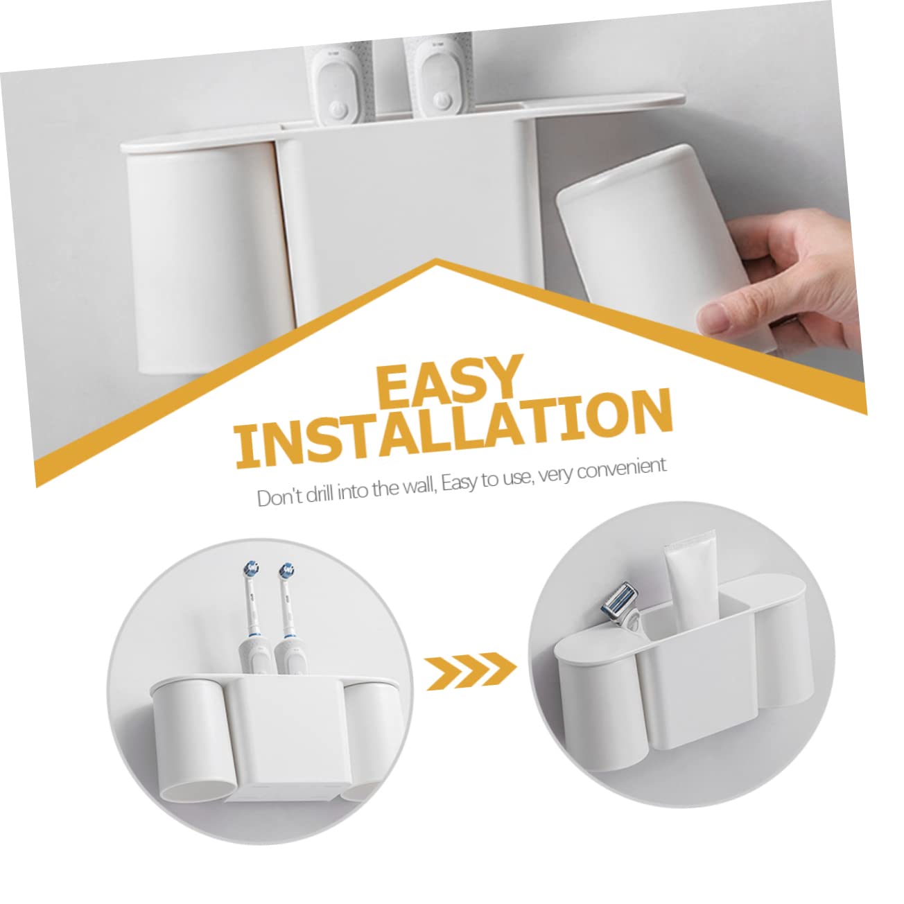 WOONEKY Soporte Magnético para Cepillos De Dientes Estante De Baño Vaso para Lavar Sin Perforaciones